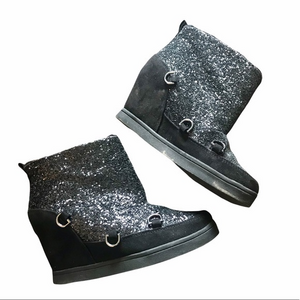 Juicy Couture Mareen Black Wedge Booties 5.5 M‎ EUC